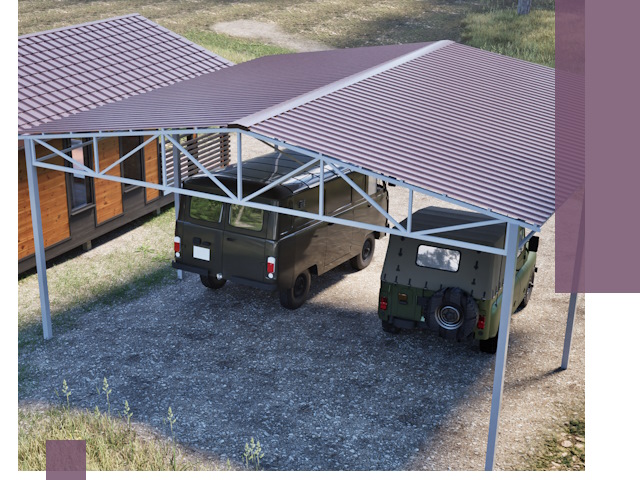 Двускатные навесы под ключ в Бугуруслане — изготовление и монтаж